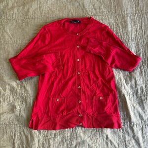 Tommy Hilfiger | women's medium Vibrant Red Cardigan with gold buttons pockets